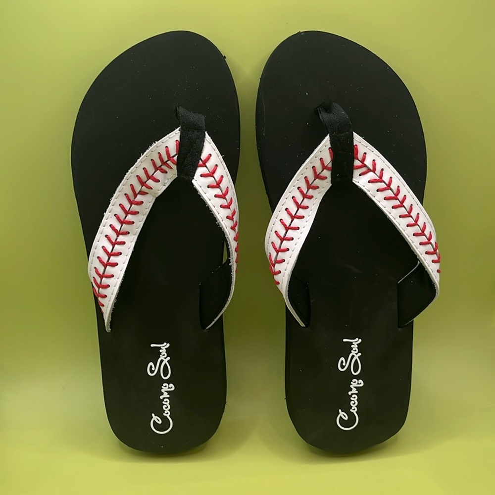 Cocomo Soul Embroidered Baseball Foam Flip Flop Sandals
